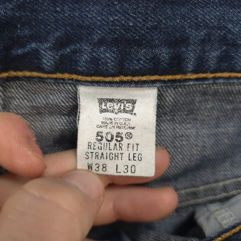 Vintage Levis Jeans Mens 38x27 Blue Denim 505 Regular Fit Straight USA 90s